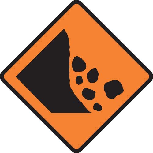 Slips on left Sign Level 1 Highway 1